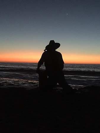Chris with Lois at sunset picnic - Lo de Marcos