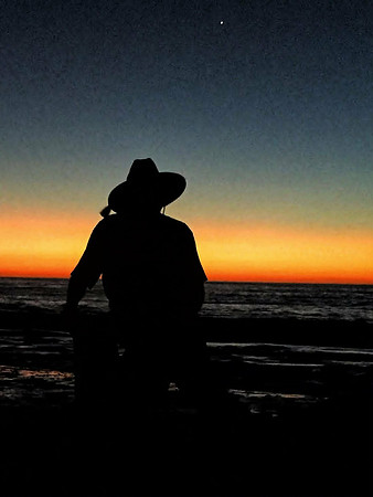 Chris with Lois at sunset picnic - Lo de Marcos