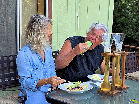 Lois, Chris, fish tacos, and yards of beer