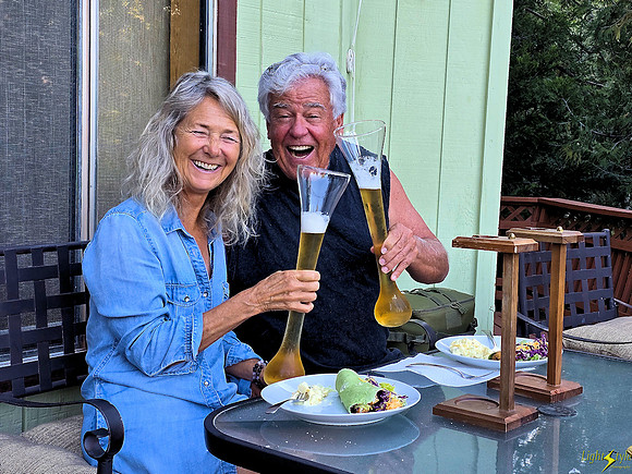 Lois, Chris, fish tacos, and yards of beer