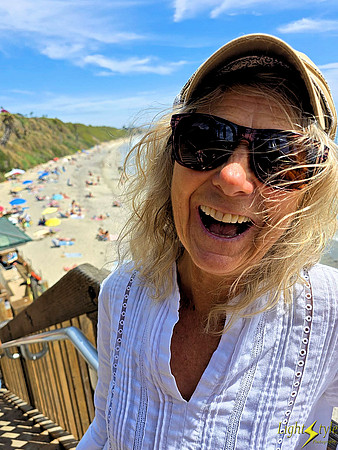 Lois laughing at Swami's Point - Encinitas