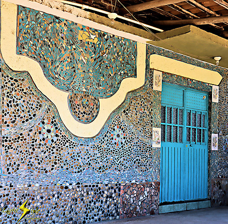 Mosaic wall and door